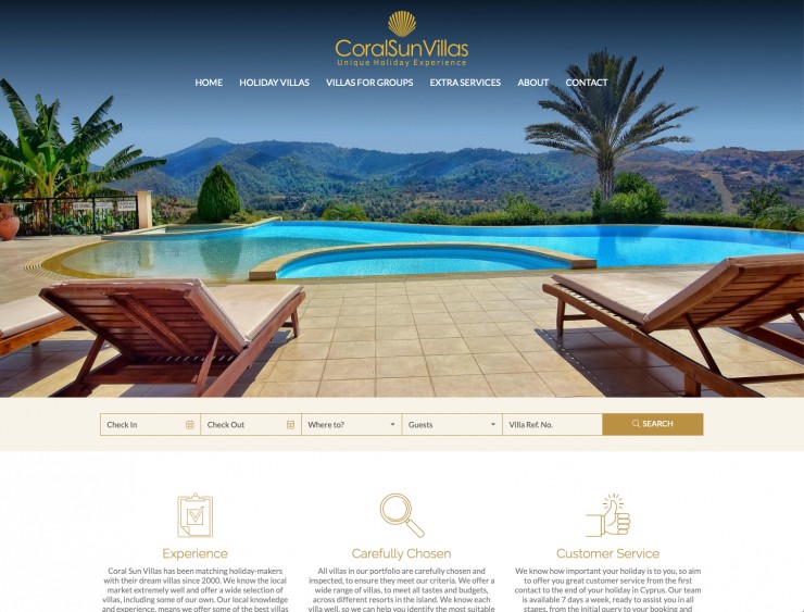 Holiday Rentals Web Design - www.coralsunvillas.com