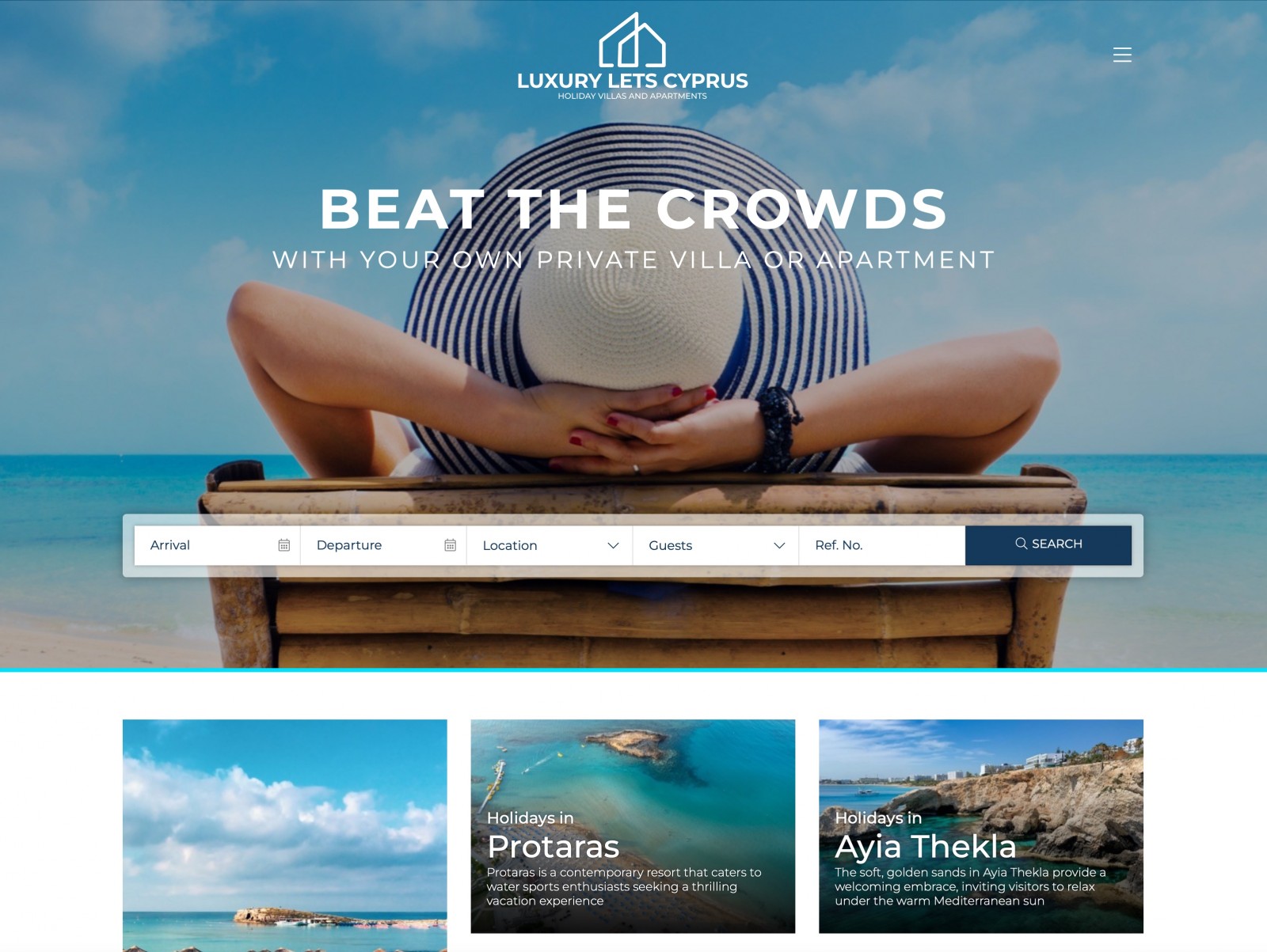 Holiday Rentals Web Design - www.luxuryletscyprus.com